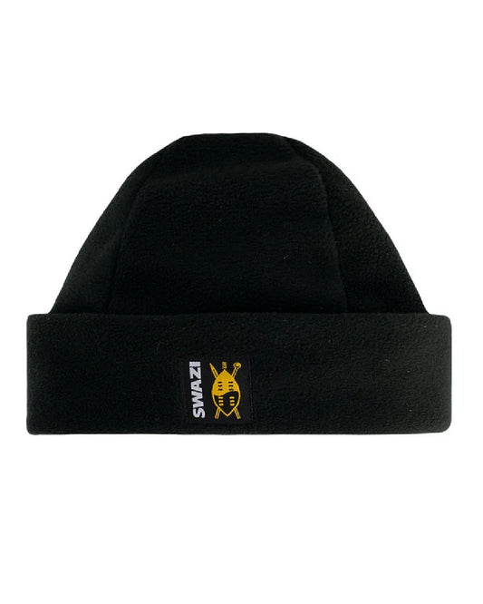 Black coloured Swazi Kids Hasbeanie on white background #colour_black