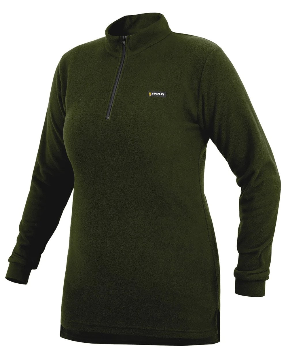 Olive Green coloured Swazi Leithen Top on white background #colour_olive-green