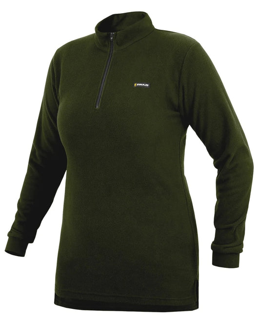 Olive Green coloured Swazi Leithen Top on white background #colour_olive