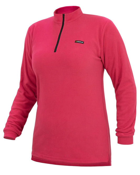 Raspberry coloured Swazi Leithen Top on white background #colour_raspberry