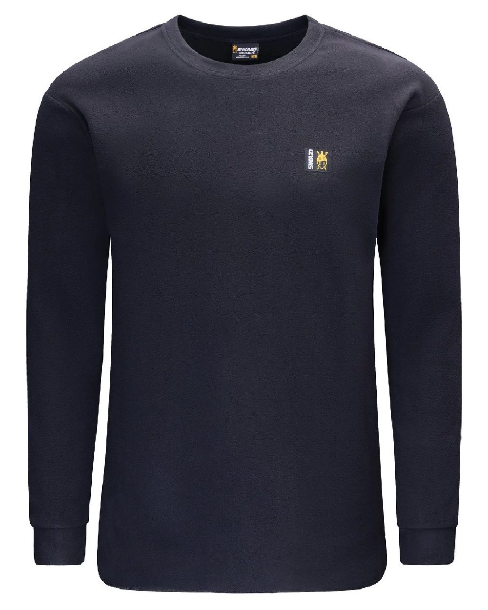 Black Coloured Swazi Long Sleeve Micro Top on white background #colour_black