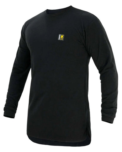 Black Coloured Swazi Long Sleeve Micro Top on white background #colour_black