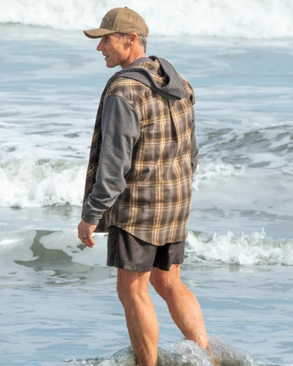 Olive coloured Swazi Mens Apprentice Shirt on sea background #colour_olive