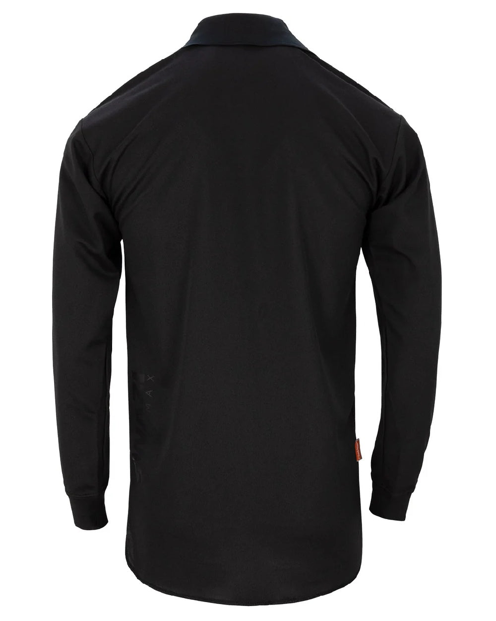 Black coloured Swazi Mens Climb Max Long Sleeve Polo Shirt on white background #colour_black