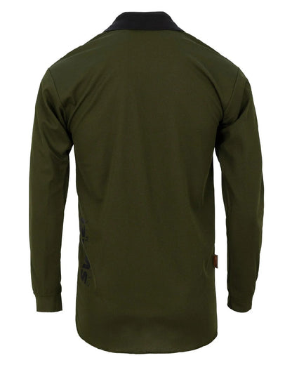 Olive coloured Swazi Mens Climb Max Long Sleeve Polo Shirt on white background #colour_olive