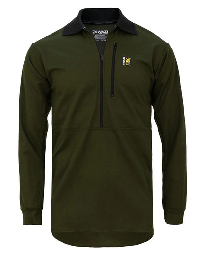 Olive coloured Swazi Mens Climb Max Long Sleeve Polo Shirt on white background #colour_olive