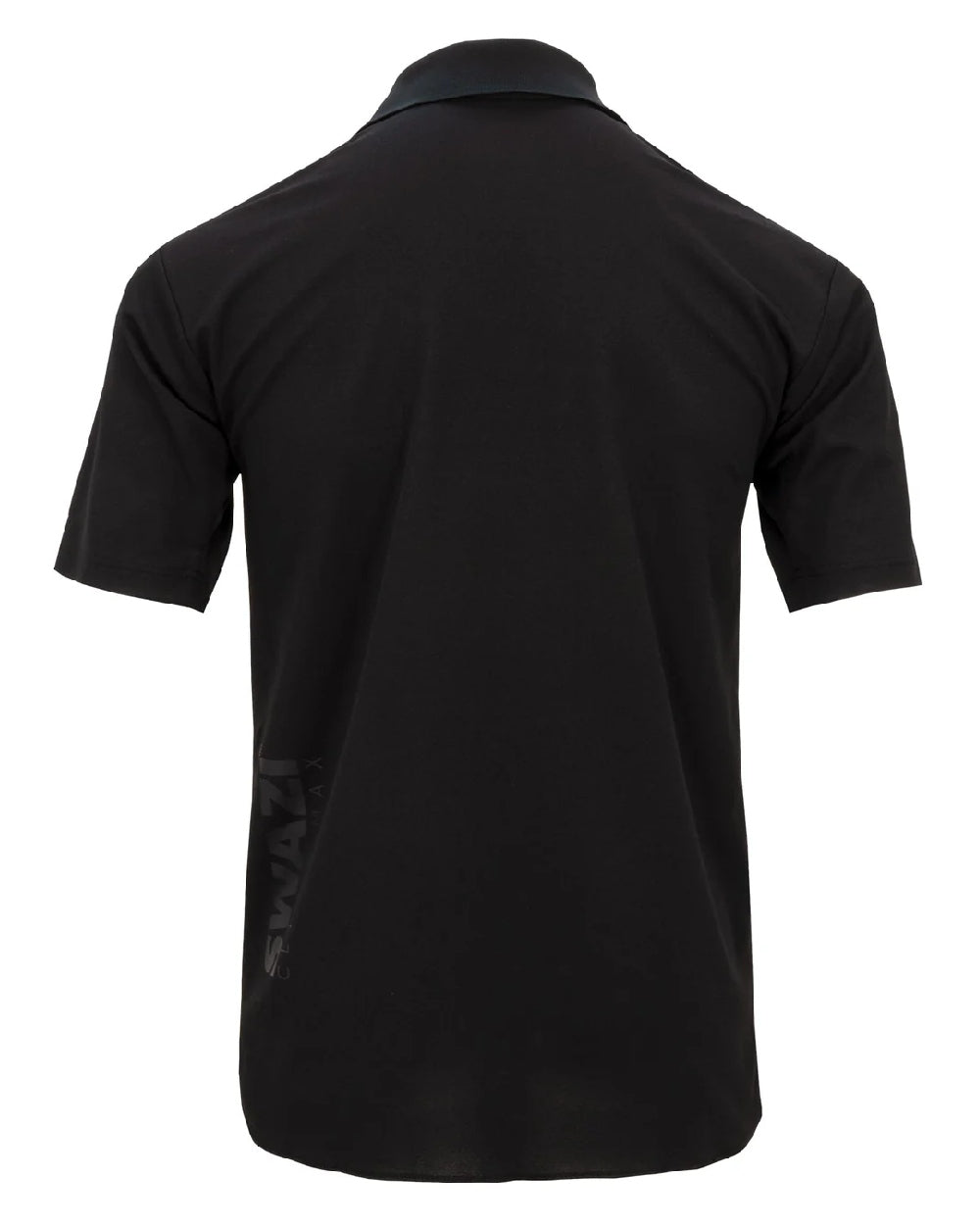 Black coloured Swazi Mens Climb Max Short Sleeve Polo T-Shirt on white background #colour_black