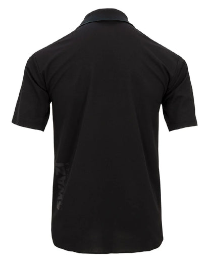 Black coloured Swazi Mens Climb Max Short Sleeve Polo T-Shirt on white background #colour_black
