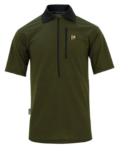 Olive coloured Swazi Mens Climb Max Short Sleeve Polo T-Shirt on white background #colour_olive