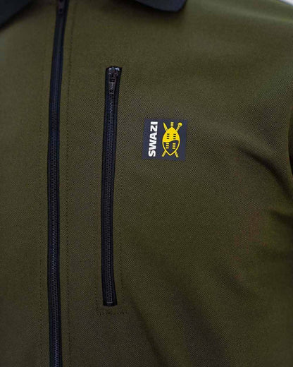 Olive coloured Swazi Mens Climb Max Short Sleeve Polo T-Shirt on white background #colour_olive