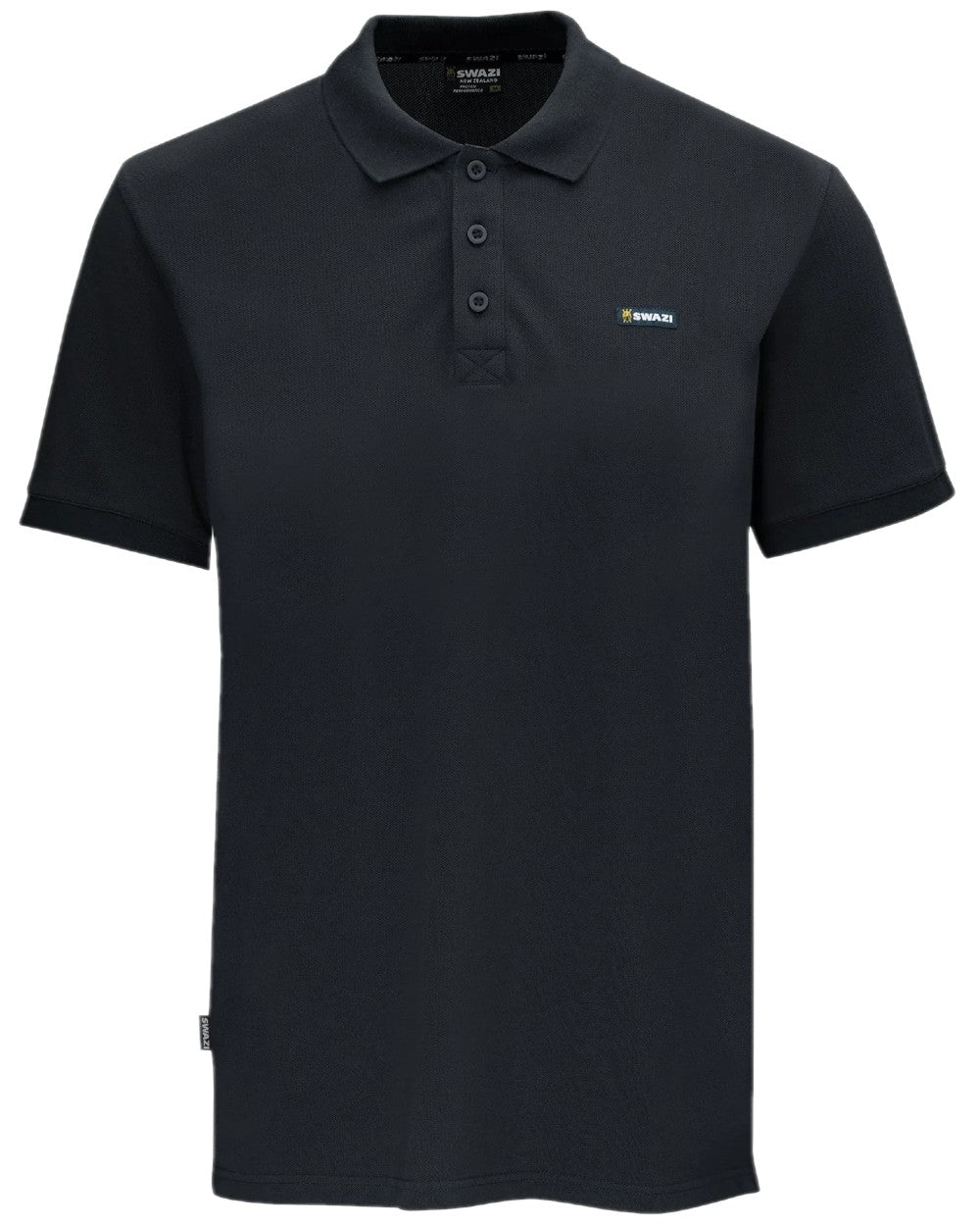 Black Colour Swazi Mens Polo Shirt on white background #colour_black