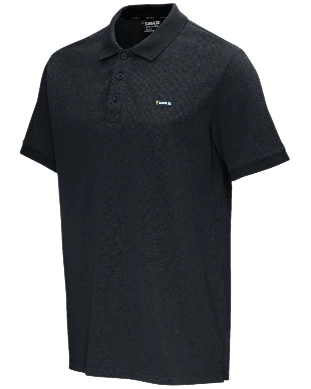 Black Colour Swazi Mens Polo Shirt on white background #colour_black