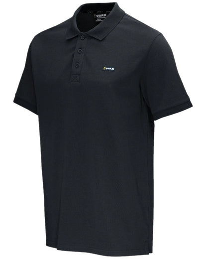 Black Colour Swazi Mens Polo Shirt on white background #colour_black
