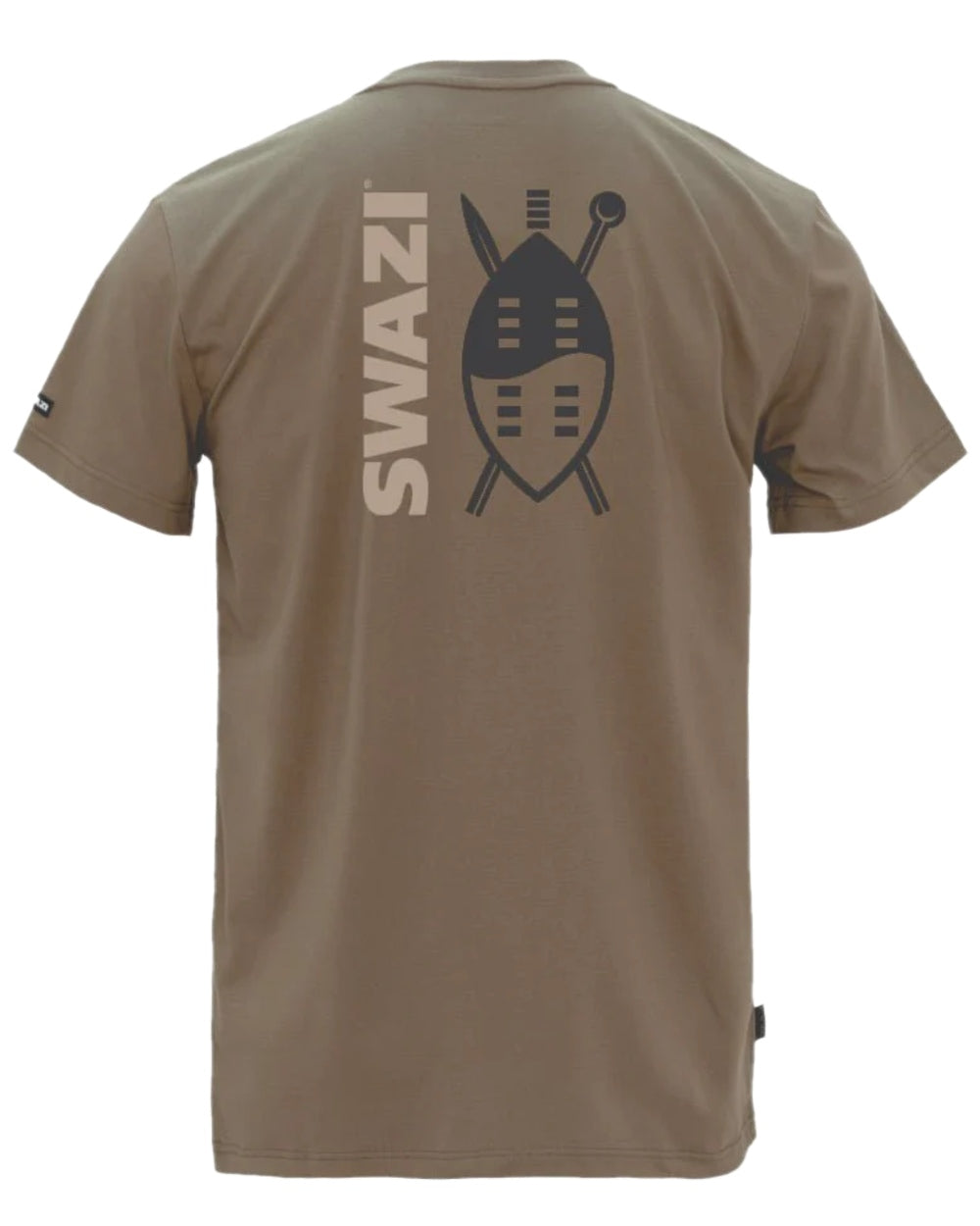 European Olive Coloured Swazi Mens Reverse Shield Tee on white background #colour_european-olive