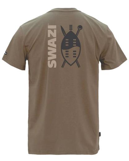 European Olive Coloured Swazi Mens Reverse Shield Tee on white background #colour_european-olive