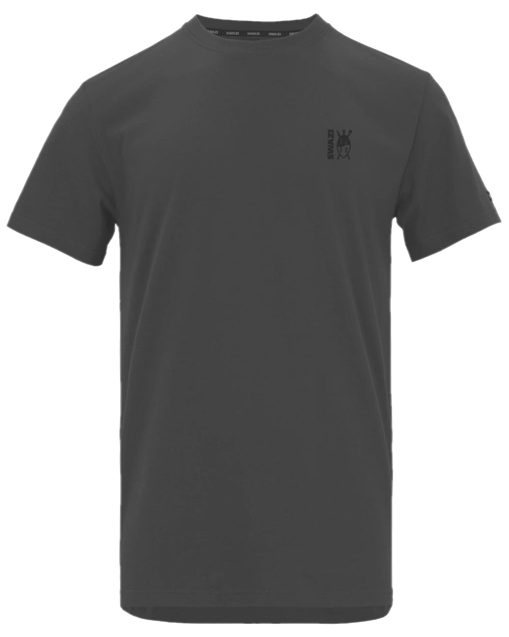 Iron Coloured Swazi Mens Reverse Shield Tee on white background #colour_iron