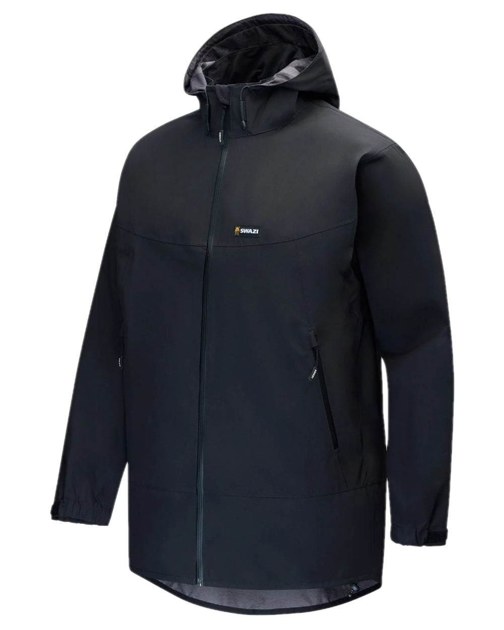 Black Coloured Swazi Mens Sentinel Ultralight Jacket on white background #colour_black