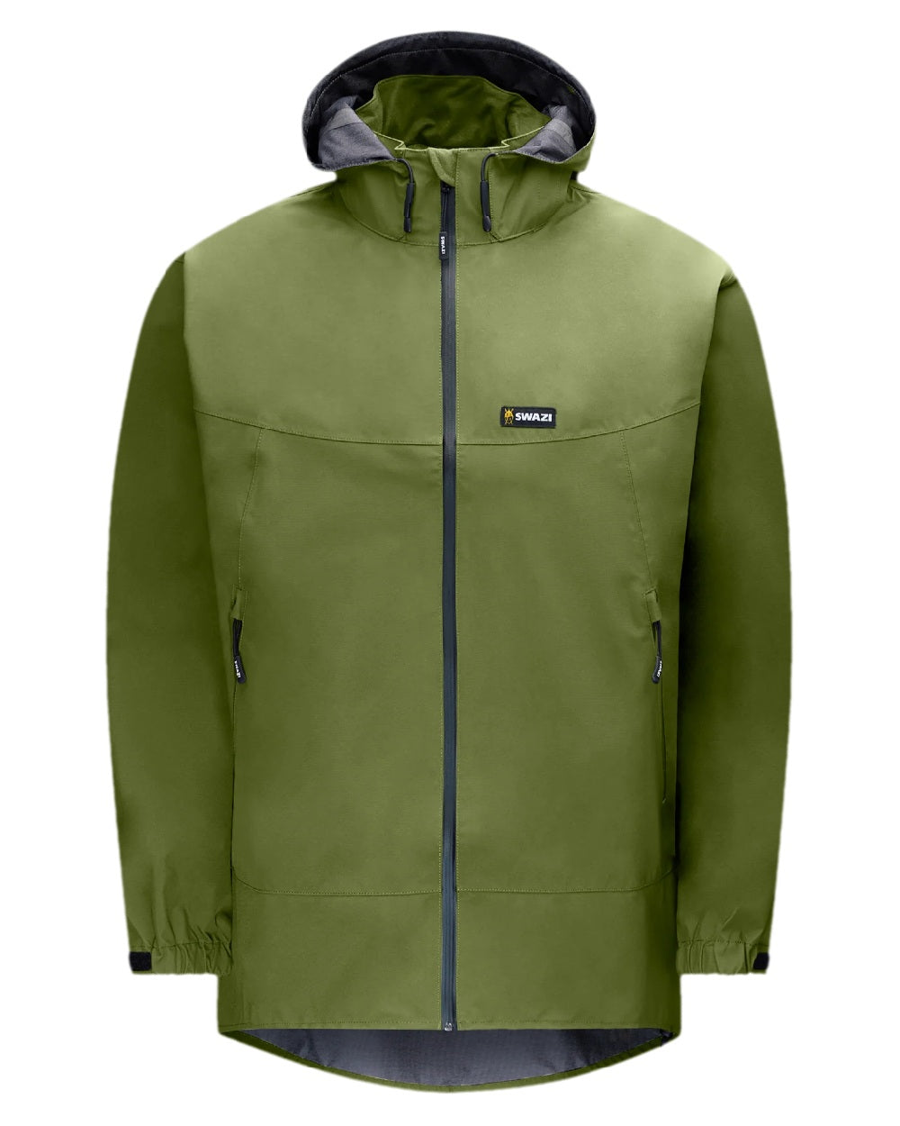 Olive Coloured Swazi Mens Sentinel Ultralight Jacket on white background #colour_olive