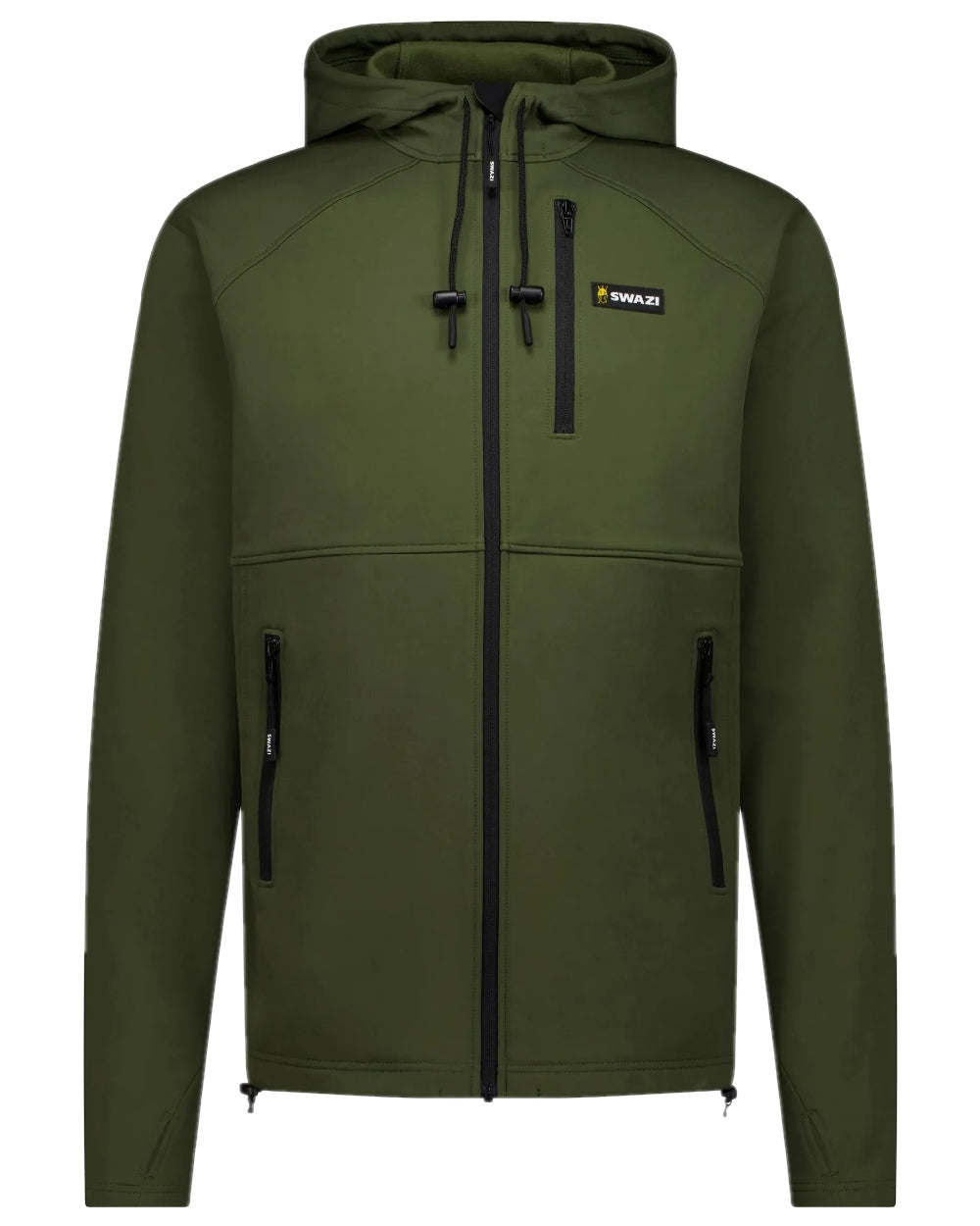 Olive Coloured Swazi Mens Stalker Hooded Jacket on white background #colour_olive