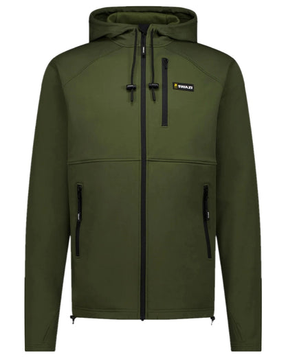 Olive Coloured Swazi Mens Stalker Hooded Jacket on white background #colour_olive