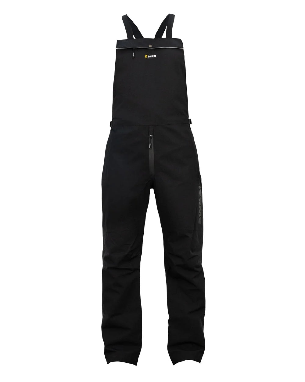 Black coloured Swazi Mens Torrent Bib Overpants on white background #colour_black