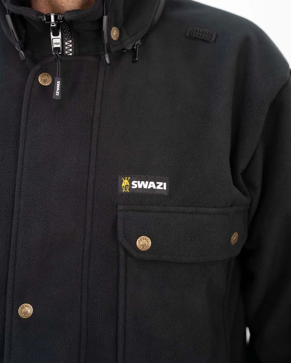 Black coloured Swazi Mens Windriver Jacket on white background #colour_black