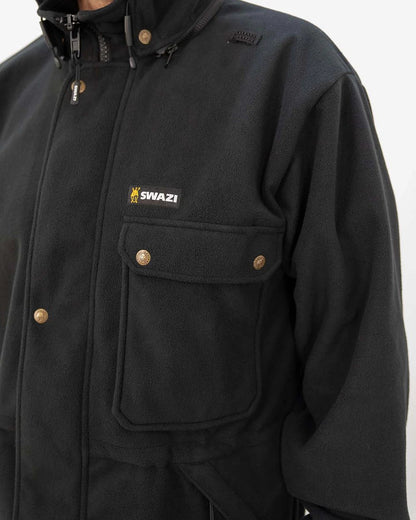 Black coloured Swazi Mens Windriver Jacket on white background #colour_black