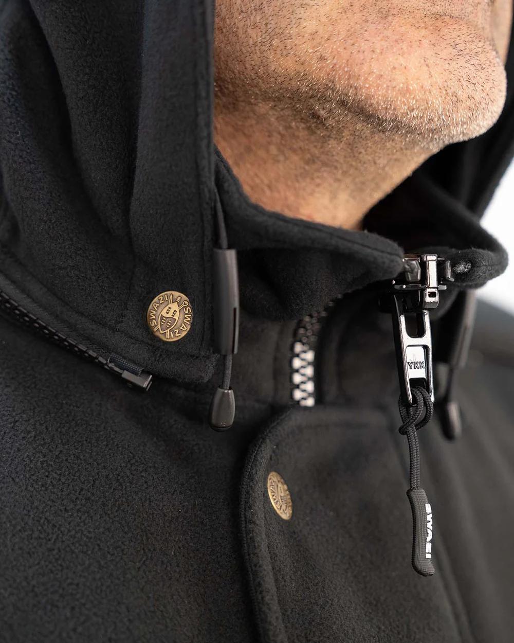 Black coloured Swazi Mens Windriver Jacket on white background #colour_black