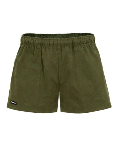 Olive Coloured Swazi Moley Shorts on white background #colour_olive