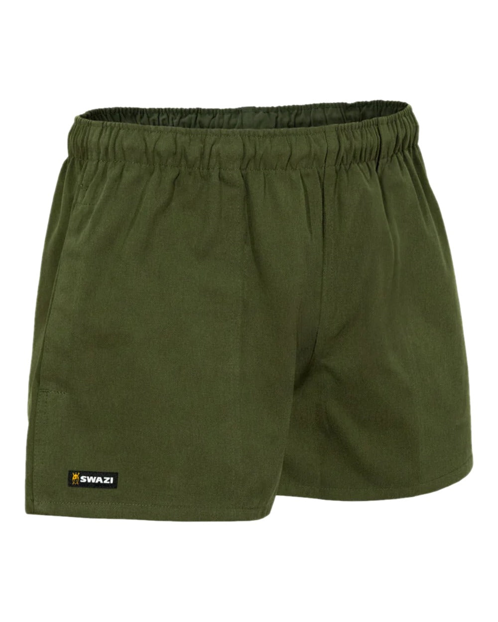 Olive Coloured Swazi Moley Shorts on white background #colour_olive