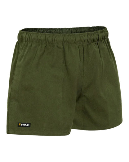 Olive Coloured Swazi Moley Shorts on white background #colour_olive