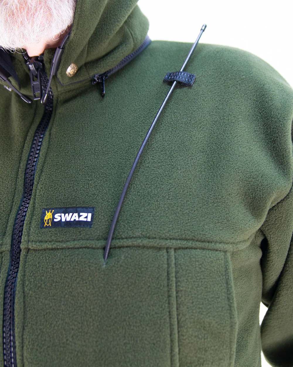 Olive coloured Swazi Nahanni Shirt on white background #colour_olive