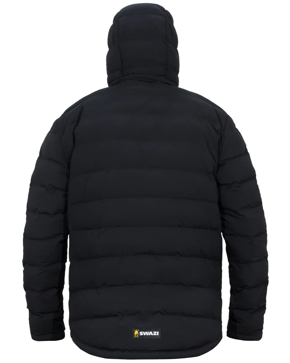 Black coloured Swazi Puffadder Jacket on white background #colour_black