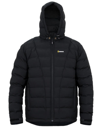 Black coloured Swazi Puffadder Jacket on white background #colour_black