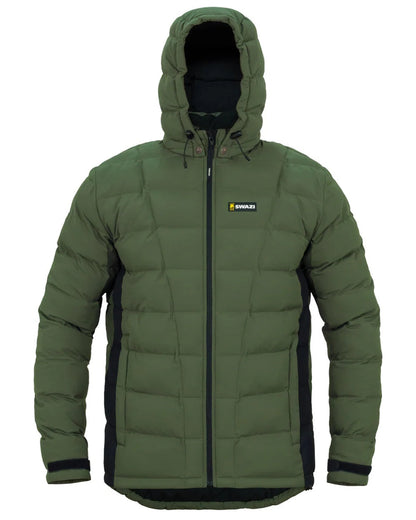 Olive coloured Swazi Puffadder Jacket on white background #colour_olive