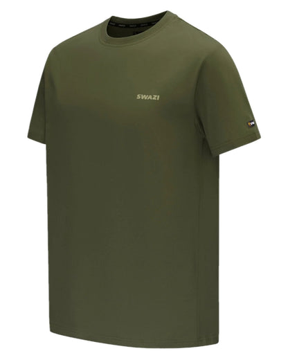 Olive Coloured Swazi Reverse Clan Tee on white background #colour_olive