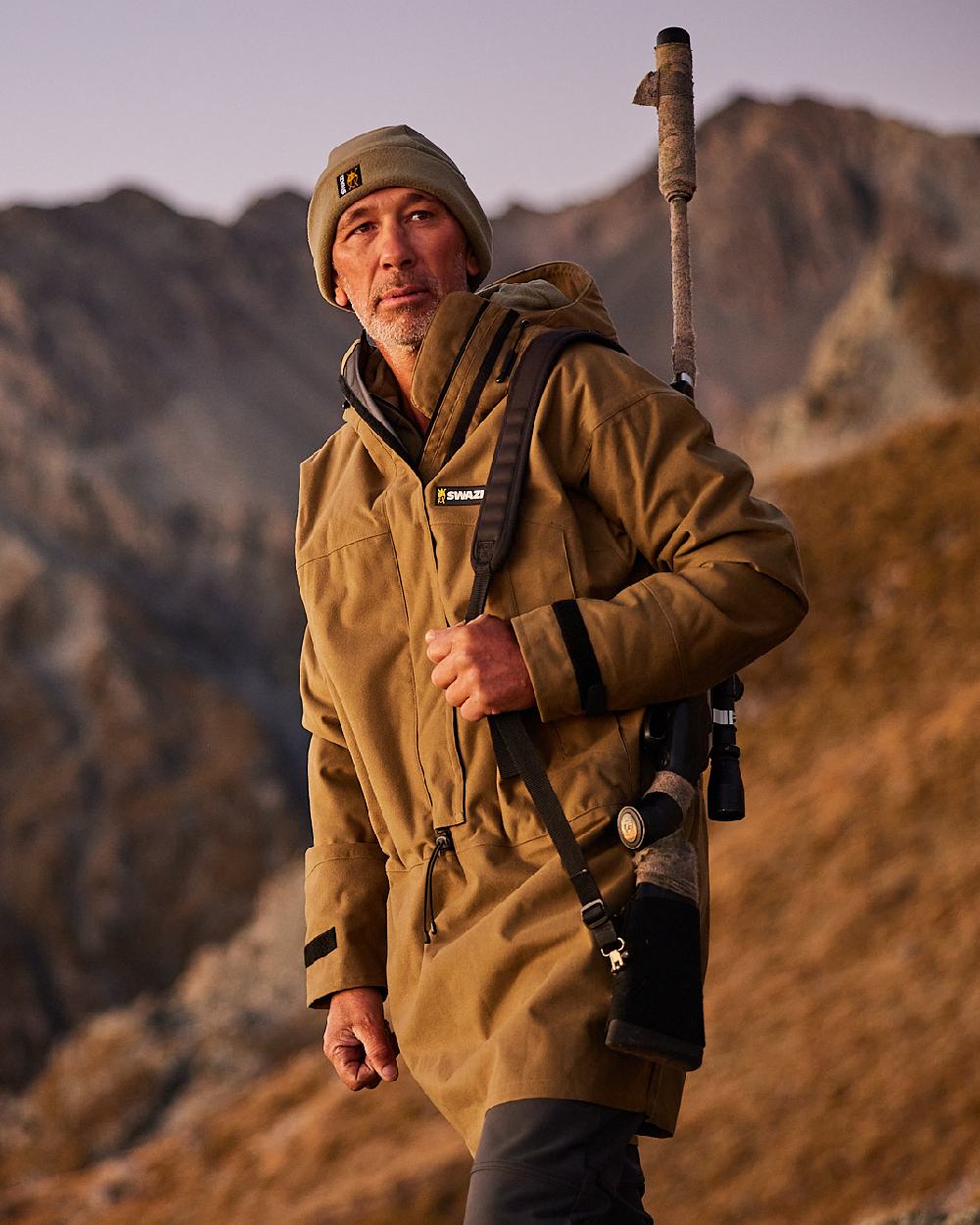 Olive Coloured Swazi Tahr Xp Smock on mountain background #colour_olive