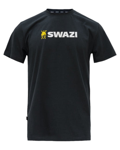 Black Coloured Swazi Tee on white background #colour_black