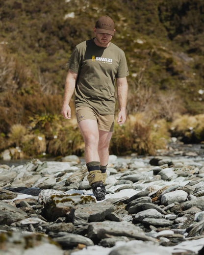 Ranger Coloured Swazi Tee on forest background #colour_ranger