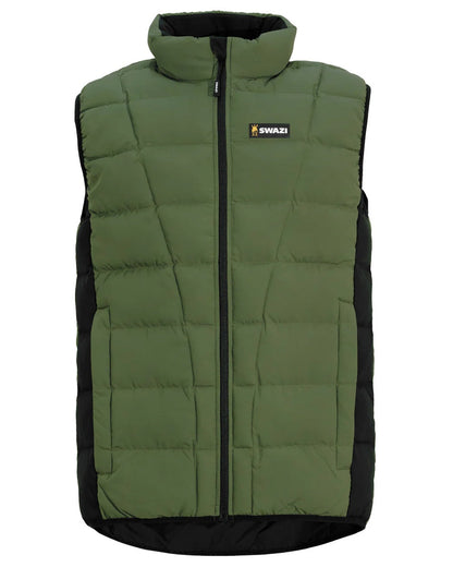 Olive coloured Swazi Thorso Vest on white background #colour_olive