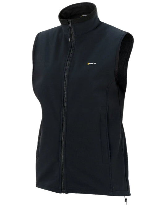Black Coloured Swazi Womens Sable Vest on white background #colour_black