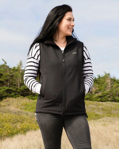 Black Coloured Swazi Womens Sable Vest on outdoor background #colour_black