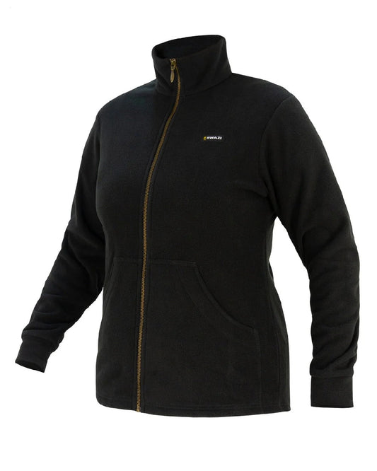 Black coloured Swazi Womens Toi Toi Jacket on white background #colour_black