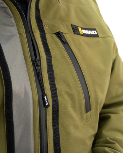 Tussock Green Coloured Swazi Kagoule Jacket On A White Background #colour_tussock-green