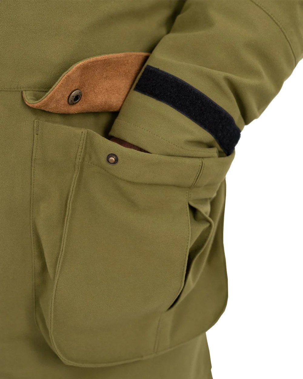 Tussock Green Coloured Swazi Wapiti Xp Jacket On A White Background #colour_tussock-green