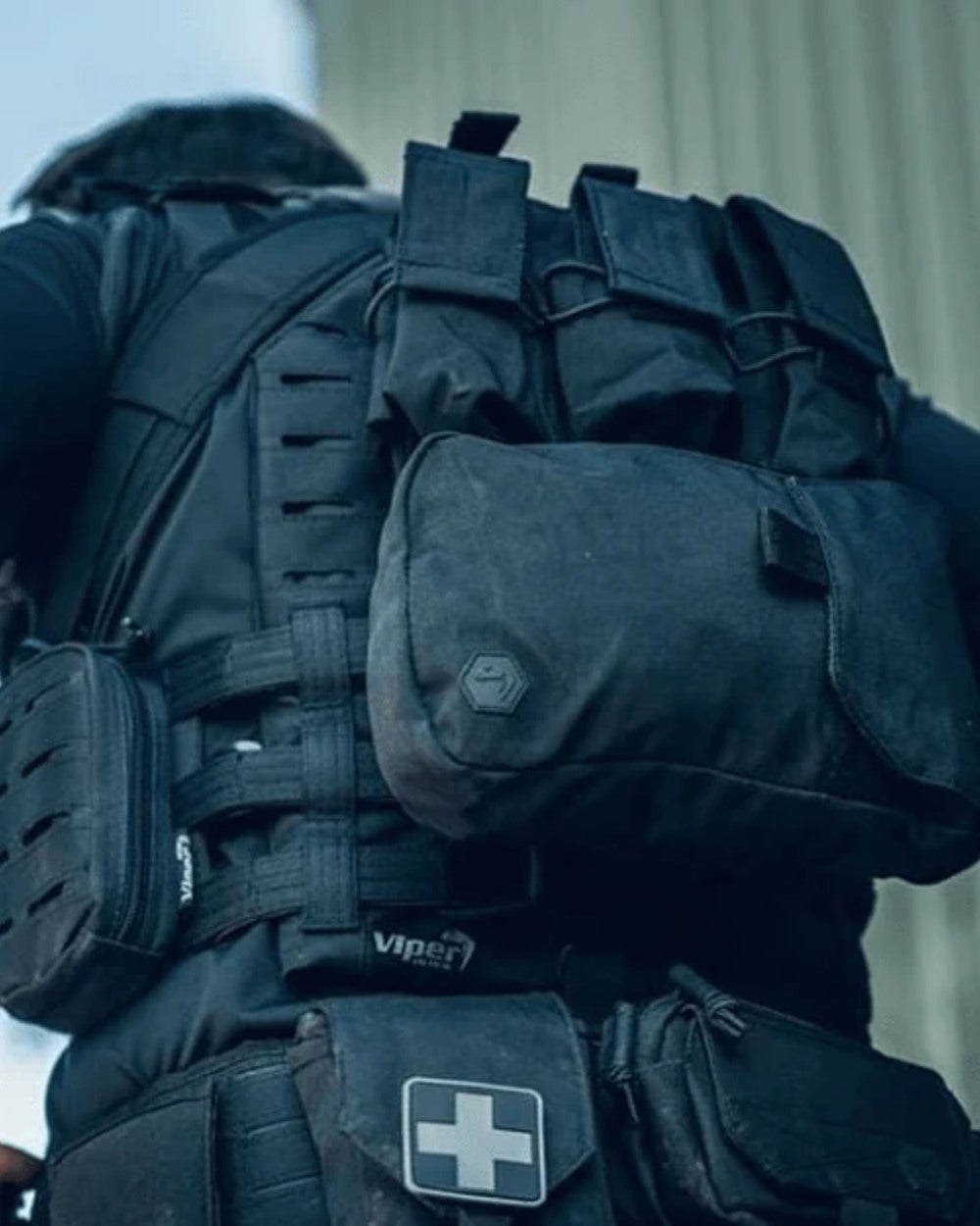 Black Coloured Viper Assault Panel on blurry background #colour_black