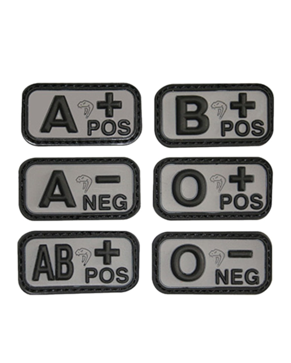Black Coloured Viper Blood Group Rubber Patch on white background #colour_black