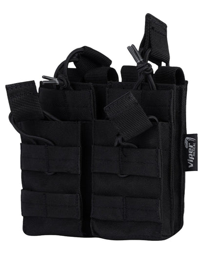Black Coloured Viper Double Duo Mag Pouch on white background #colour_black