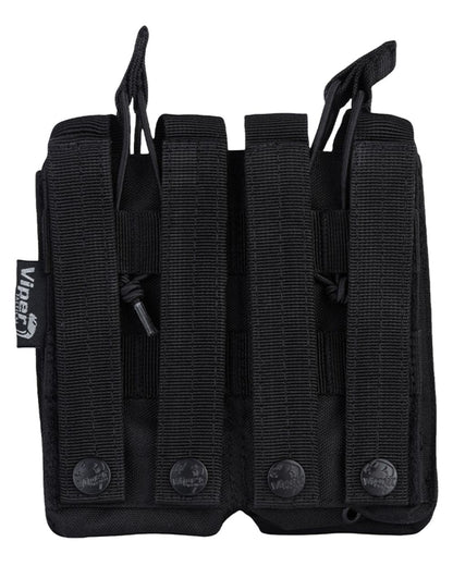 Black Coloured Viper Double Duo Mag Pouch on white background #colour_black
