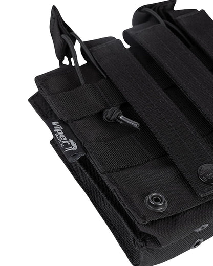 Black Coloured Viper Double Duo Mag Pouch on white background #colour_black
